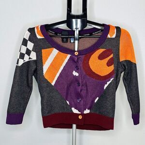 Elhoffer Design Galactic Rebel Cardigan Women Large Purple Orange Good Cropped